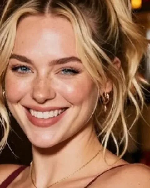 Maddie, smiling bartender AI girlfriend