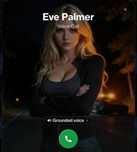 Voice call screen with an AI girlfriend named Eve